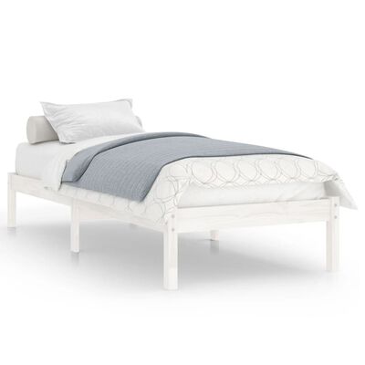 vidaXL Bed Frame without Mattress White Solid Wood Small Single