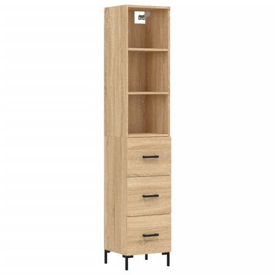 vidaXL Highboard Sonoma Oak 34.5x34x180 cm Engineered Wood