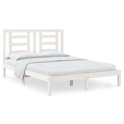 vidaXL Bed Frame without Mattress White 150x200 cm King Size Solid Wood Pine