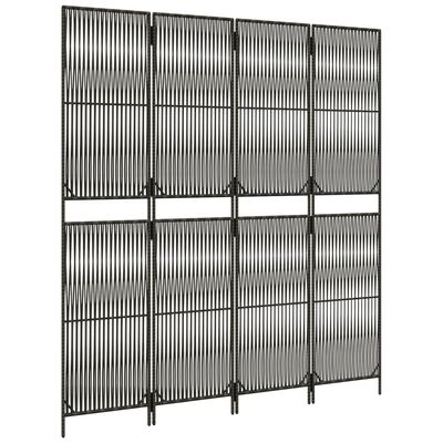 vidaXL Room Divider 4 Panels Grey Poly Rattan