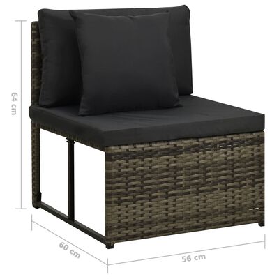 vidaXL 8 Piece Garden Lounge Set with Cushions Poly Rattan Grey