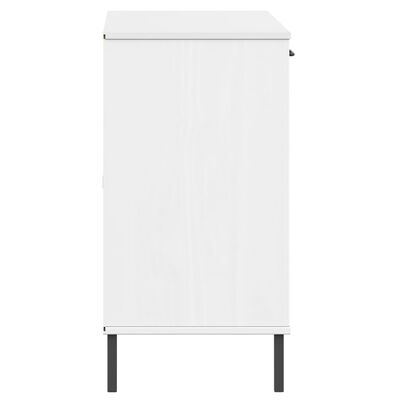 vidaXL Sideboard with Metal Legs White 113x40x77 cm Solid Wood OSLO