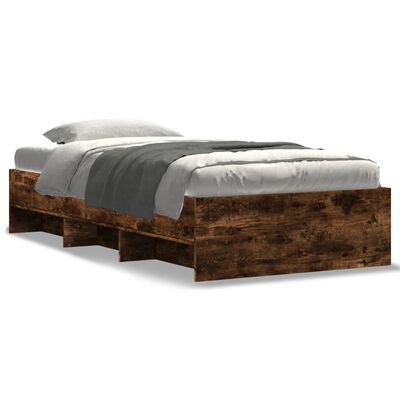 vidaXL Bed Frame without Mattress Smoked Oak 75x190 cm Small Single Engineered Wood