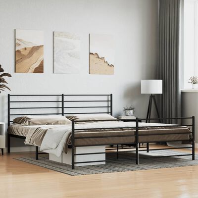 vidaXL Metal Bed Frame without Mattress with Footboard Black 183x213 cm