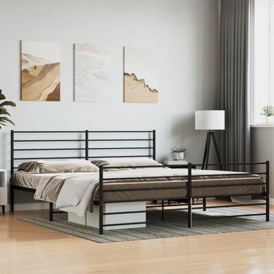 vidaXL Metal Bed Frame without Mattress with Footboard Black 193x203 cm