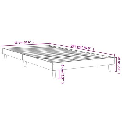 vidaXL Bed Frame without Mattress Brown Oak 90x200 cm Engineered Wood