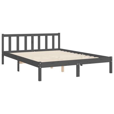 vidaXL Bed Frame without Mattress Grey King Size Solid Wood Pine