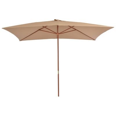 vidaXL Garden Parasol with Wooden Pole 200x300 cm Taupe