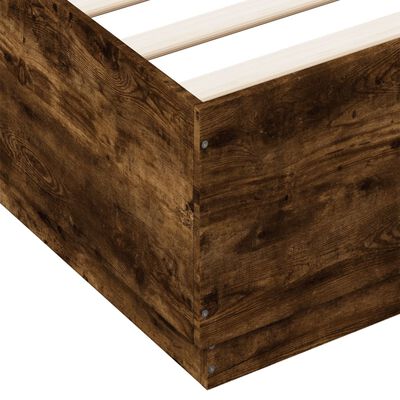 vidaXL Bed Frame with LED without Mattress Smoked Oak 200x200 cm