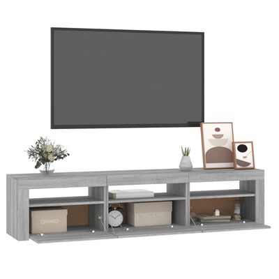 vidaXL TV Cabinet with LED Lights Grey Sonoma 180x35x40 cm