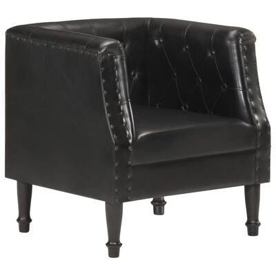 vidaXL Armchair Black Real Leather