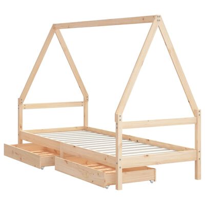 vidaXL Kids Bed Frame with Drawers 80x200 cm Solid Wood Pine