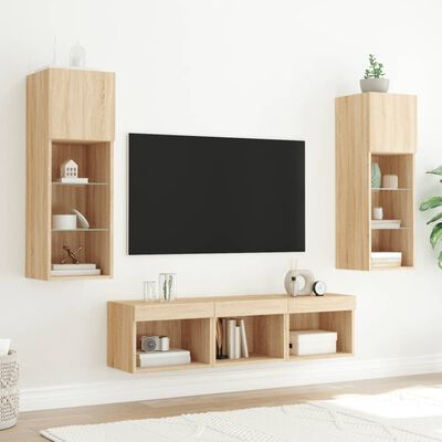 vidaXL 5 Piece TV Wall Units with LED Sonoma Oak Engineered Wood