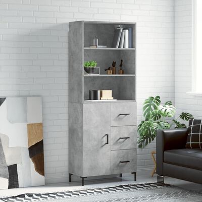 vidaXL Highboard Concrete Grey 69.5x34x180 cm Engineered Wood