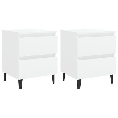 vidaXL Bed Cabinets 2 pcs White 40x35x50 cm Engineered Wood