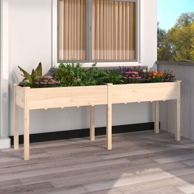 vidaXL Planter with Liner 203x53x76 cm Solid Wood Fir