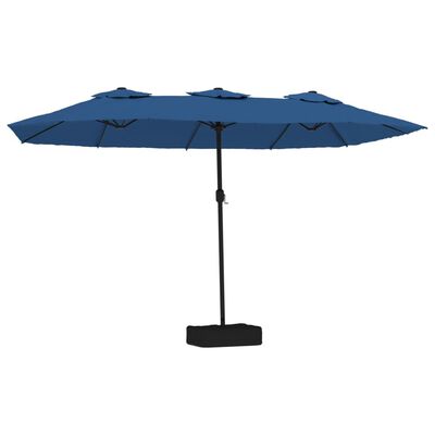 vidaXL Double-Head Garden Parasol with LEDs Azure Blue 449x245 cm