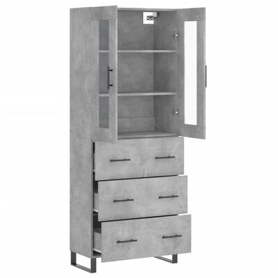 vidaXL Highboard Concrete Grey 69.5x34x180 cm Engineered Wood