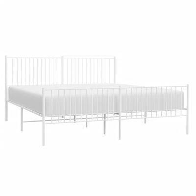 vidaXL Metal Bed Frame without Mattress with Footboard White 193x203 cm