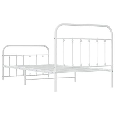 vidaXL Metal Bed Frame without Mattress with Footboard White 100x200 cm