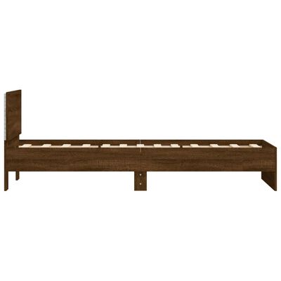 vidaXL Bed Frame without Mattress with LED Lights Brown Oak 75x190 cm Small Single