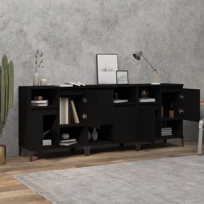 vidaXL Sideboards 3 pcs Black 60x35x70 cm Engineered Wood