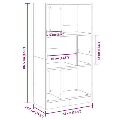 vidaXL Bookcase Sonoma Oak 57x28.5x107.5 cm Engineered Wood