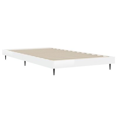 vidaXL Bed Frame without Mattress High Gloss White 90x190 cm Single