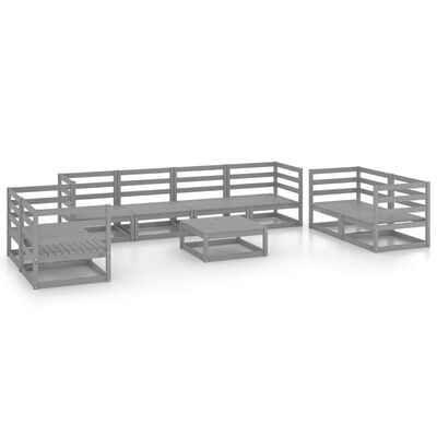 vidaXL 9 Piece Garden Lounge Set Grey Solid Pinewood