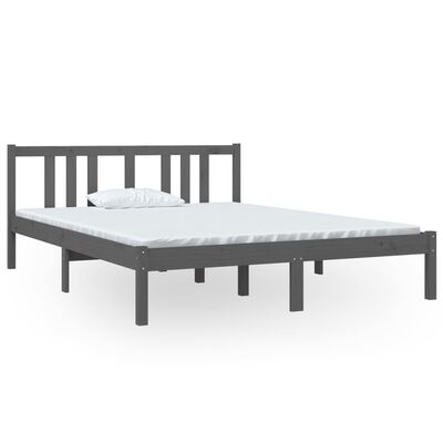 vidaXL Bed Frame without Mattress Grey Solid Wood 140x190 cm