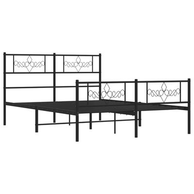 vidaXL Metal Bed Frame without Mattress with Footboard Black 140x190 cm