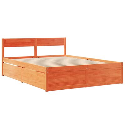 vidaXL Bed Frame without Mattress Wax Brown 160x200 cm Solid Wood Pine