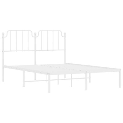 vidaXL Metal Bed Frame without Mattress with Headboard White 140x190 cm