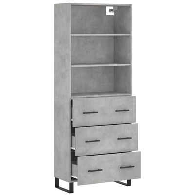 vidaXL Highboard Concrete Grey 69.5x34x180 cm Engineered Wood