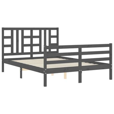 vidaXL Bed Frame without Mattress Grey 140x190 cm Solid Wood Pine