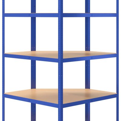 vidaXL 5-Layer Shelves 3 pcs Blue Steel&Engineered Wood