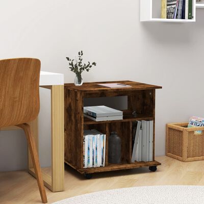 vidaXL Rolling Cabinet Smoked Oak 60x45x60 cm Engineered Wood