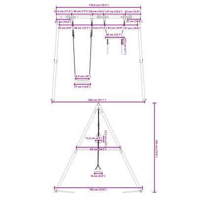 vidaXL Outdoor Swing Set with Swing and Trapeze