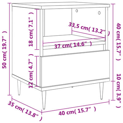 vidaXL Bedside Cabinets 2 pcs Black 40x35x50 cm Engineered Wood