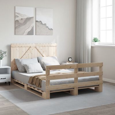 vidaXL Bed Frame without Mattress with Headboard 140x200 cm Solid Wood