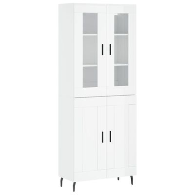 vidaXL Highboard High Gloss White 69.5x34x180 cm Engineered Wood