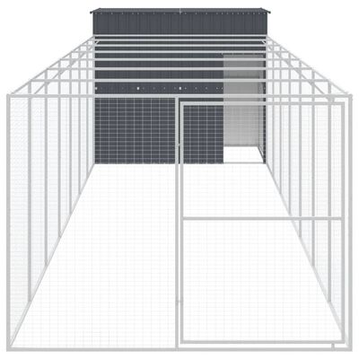 vidaXL Dog House with Run Anthracite 214x865x181 cm Galvanised Steel