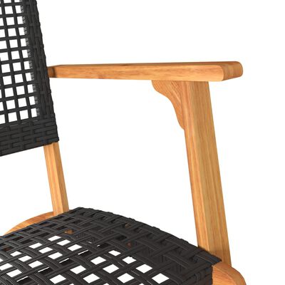 vidaXL Garden Chairs 2 pcs Black Poly Rattan and Acacia Wood