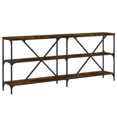 vidaXL Console Table Smoked Oak 180x30x75 cm Engineered Wood and Iron