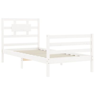 vidaXL Bed Frame without Mattress White Single Solid Wood