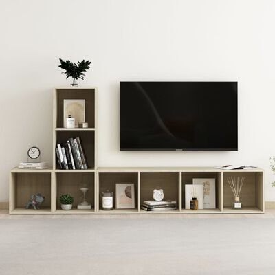 vidaXL 3 Piece TV Cabinet Set Sonoma Oak Engineered Wood