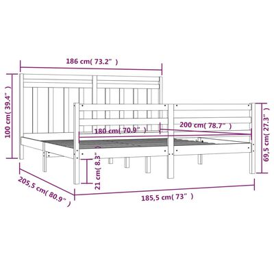 vidaXL Bed Frame without Mattress 180x200 cm Super King Solid Wood