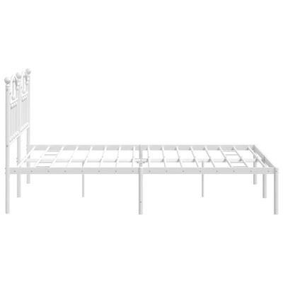 vidaXL Metal Bed Frame without Mattress with Headboard White 135x190 cm Double