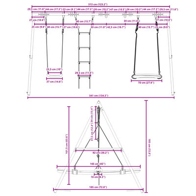 vidaXL Outdoor Swing Set with Swing, Ladder, Nest Swing