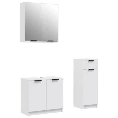 vidaXL 3 Piece Bathroom Cabinet Set White Engineered Wood